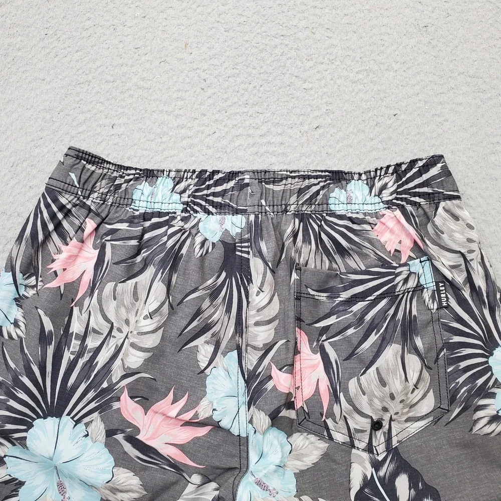 Hurley Board Shorts Mens Medium Multi Floral Print Side Slit Surf Drawstring